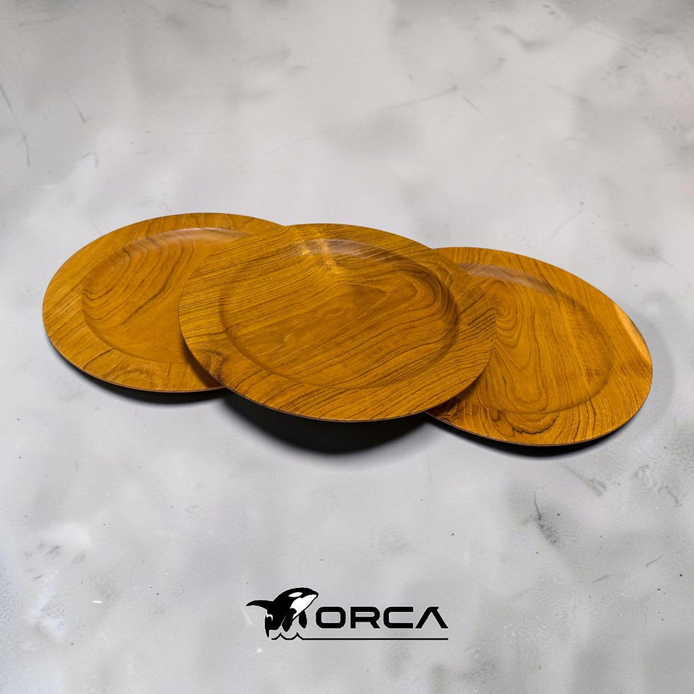 Thumbnail: 【TEAK Collection】ORCA Teak Wood Round Plate | Natural Wood Plate, Wooden Dish, One-Plate Meal, Cafe Tableware, Nordic Style, Natural, Gift