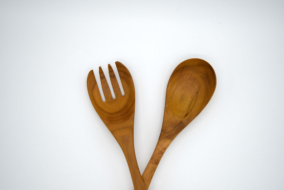 Thumbnail: Solid teak wood fork and spoon set