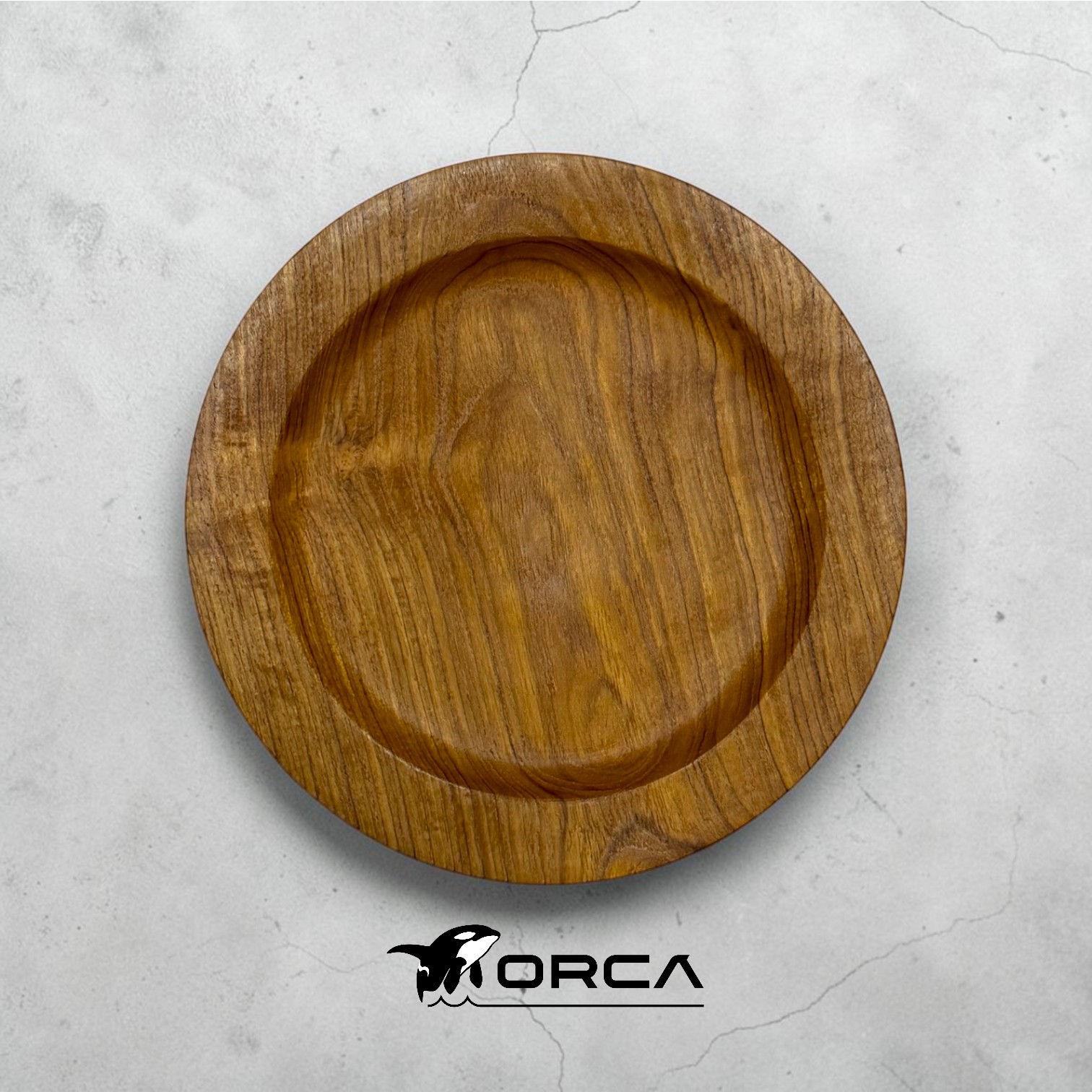 【TEAK Collection】ORCA Teak Wood Round Plate | Natural Wood Plate, Wooden Dish, One-Plate Meal, Cafe Tableware, Nordic Style, Natural, Gift