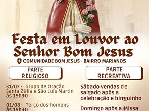 Festa em Louvor ao Senhor Bom Jesus movimenta comunidade do Bairro Marianos em Porangaba