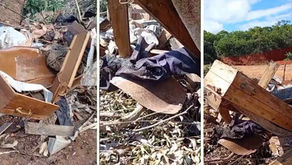 Morador registra caixões abandonados e roupas de mortos perto de estação de água no interior de SP