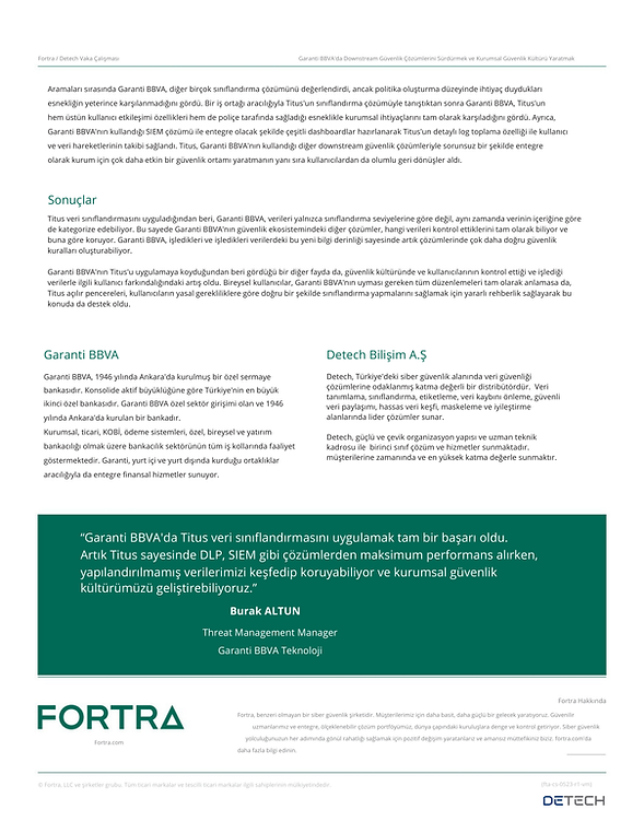 Fortra ve Detech GarantiBBVA Başarı Hikayesi (TITUS)