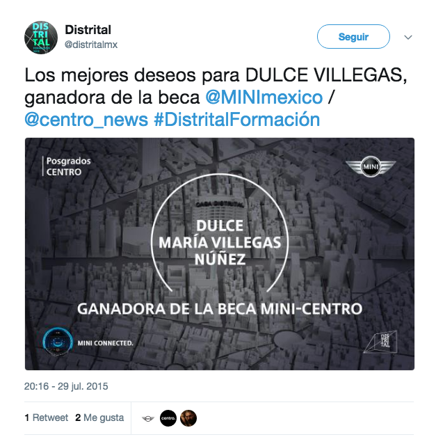 Tweet distrital scholarship