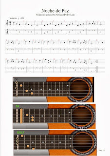 Noche de paz, guitarra, acordes, letra, bandurria, laúd.
