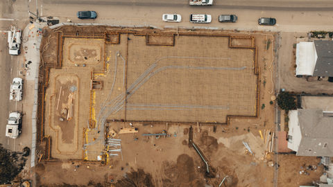 an aerial view of a building under construction
