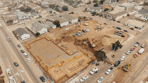 an aerial view of a construction site
