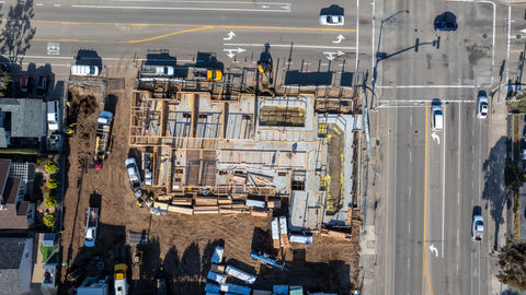 an aerial view of a construction site