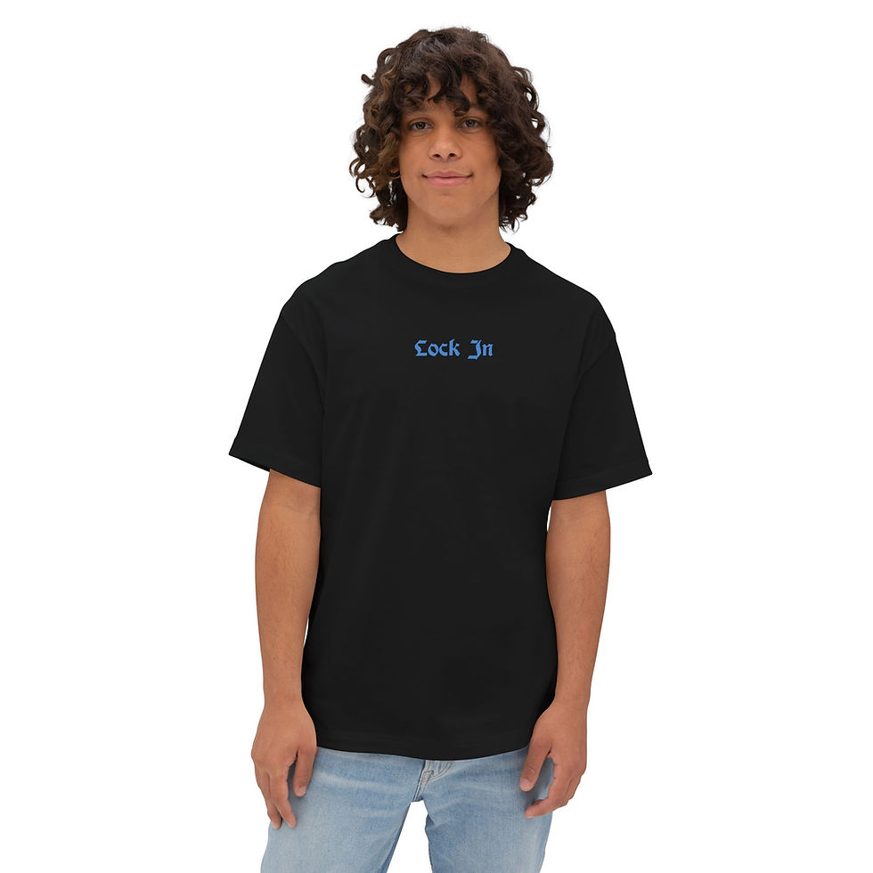 Thumbnail: Lock In angel statue graphic Tee | Gothic blue text, digital collage