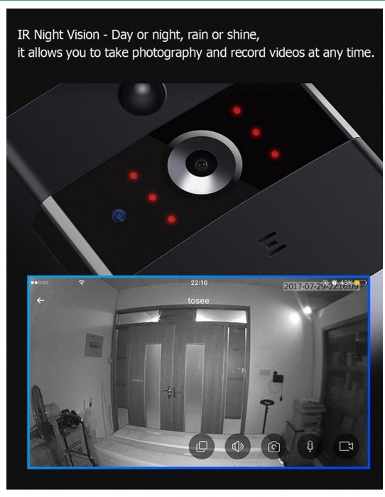 Thumbnail: Смарт WIFI звънец, видеодомофон, охранителна камера.