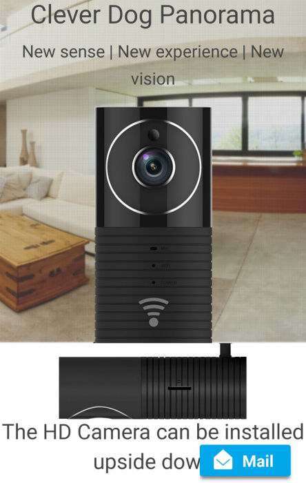 Thumbnail: Безжична 165градуса ъгъл на виждане IP HD WIFI камера Clever Dog Panorama