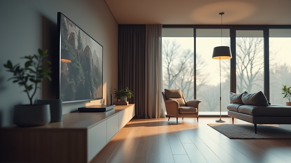 Eye-level view of a sleek smart home hub with modern design