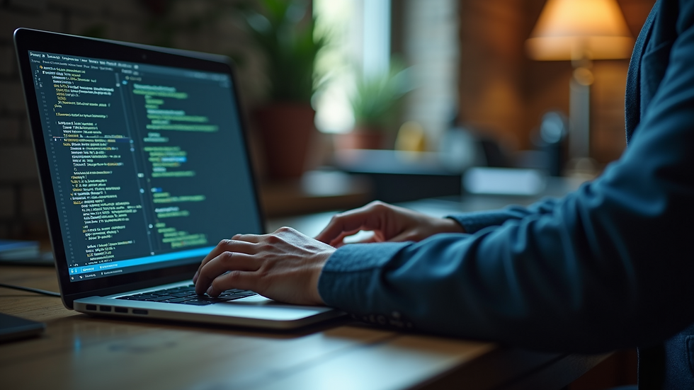 High angle view of a person using a laptop with security software running