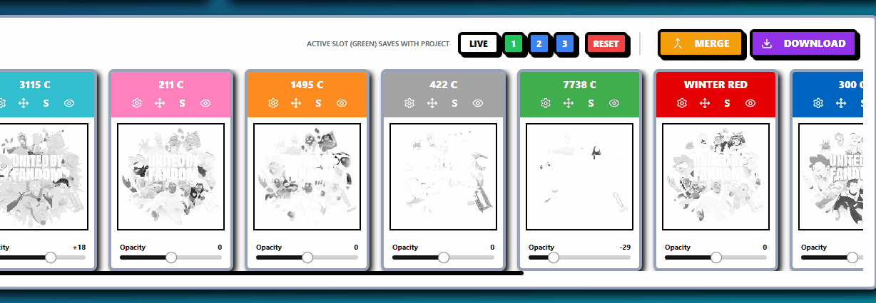 GIF showing how InkSplit merges channels or layers during the separation workflow.