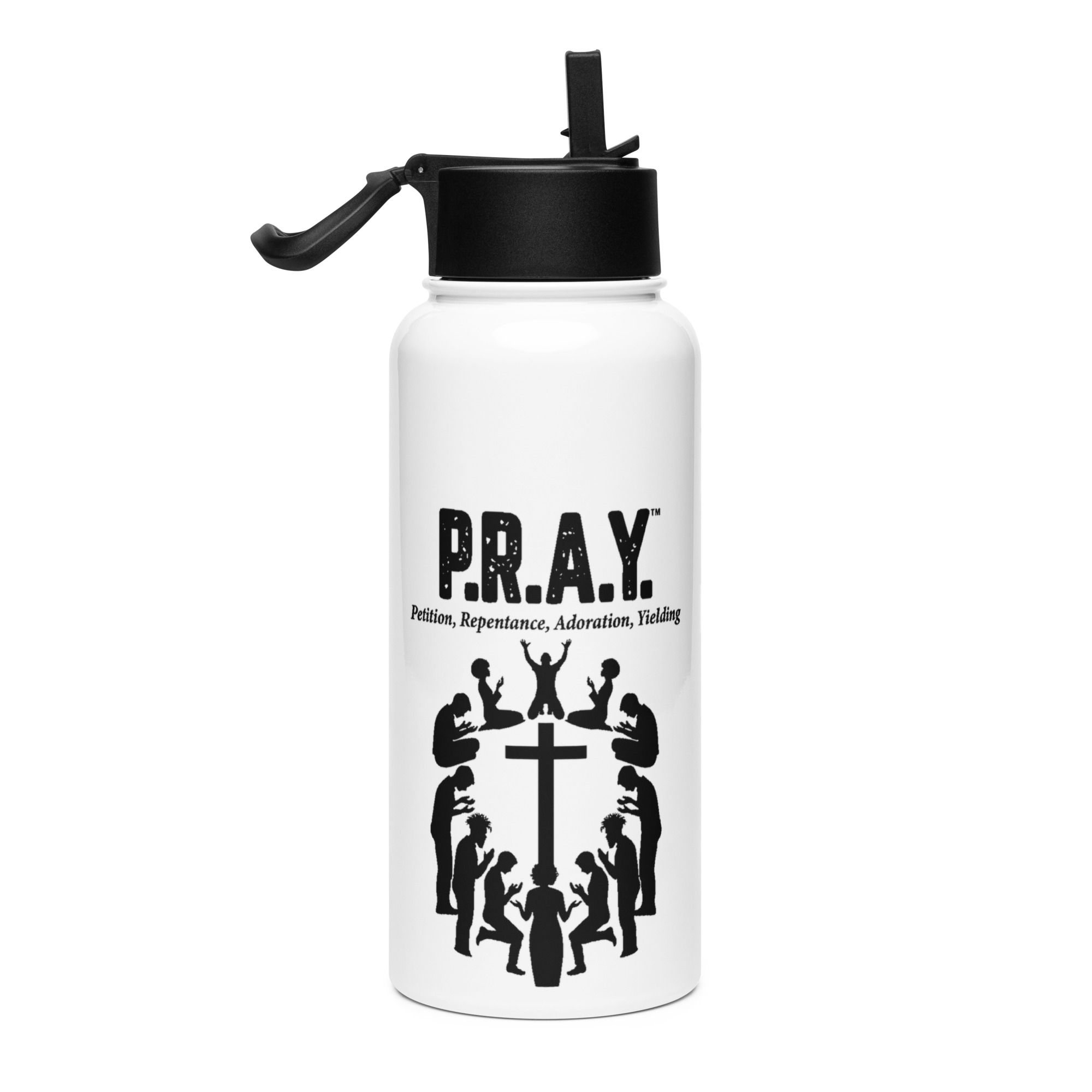 Stainless steel water bottle with a straw lid