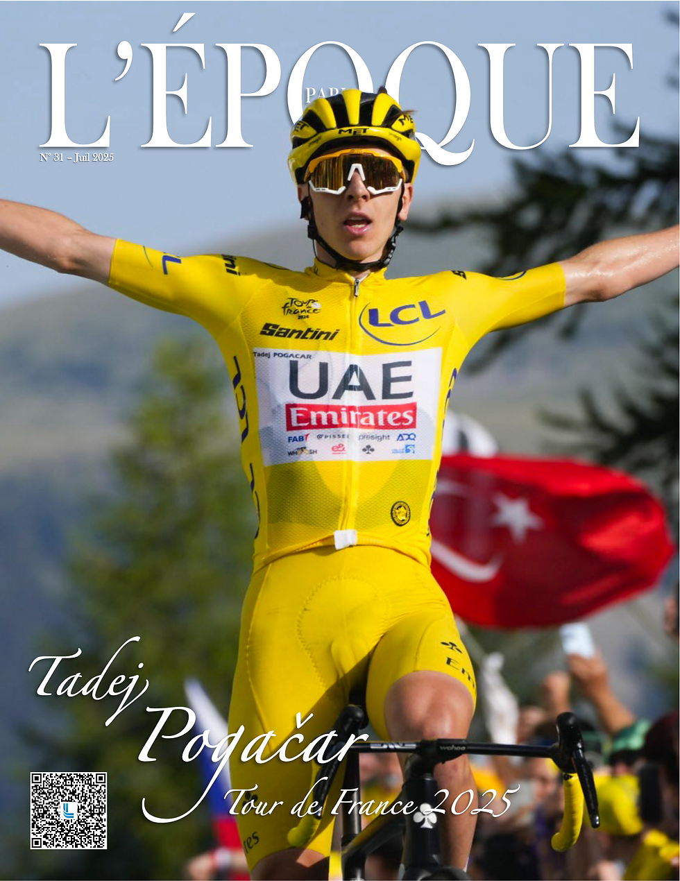 Tadej Pogačar, gagnant au Tour de France 2025, sur la Une de L'ÉPOQUE PARIS - Photographie de © Lello Ammirati.