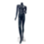 Headless black female full-body mannequin sleek fiberglass retail display figure designed for showcasing women's fashion apparel in stores, boutiques, and shopfitting environments. Durable and stylish mannequin ideal for professional visual merchandising and garment presentation.