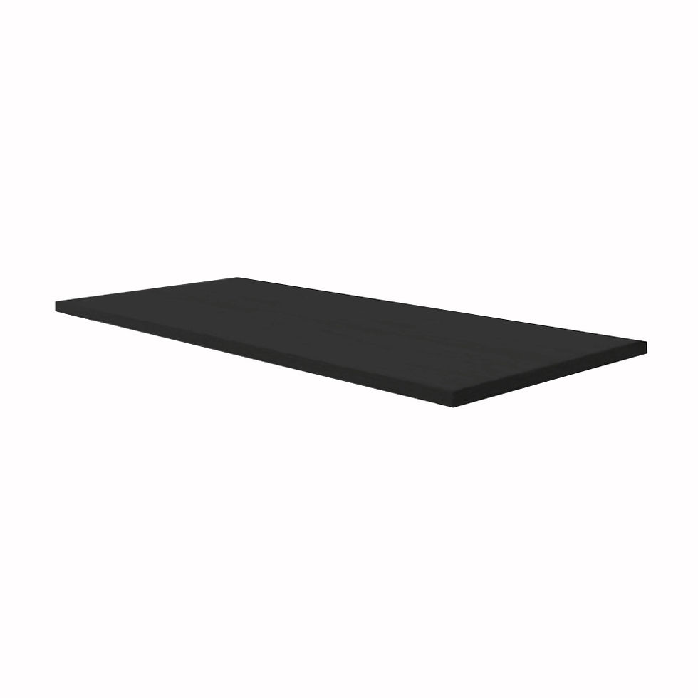 Black wood shelf measuring 1200 x 300 x 18 cm – sturdy laminated wooden shelving panel with sleek black finish, ideal for retail displays, home storage, and commercial shopfitting. Durable and stylish shelf perfect for showcasing merchandise in boutiques, stores, and showrooms