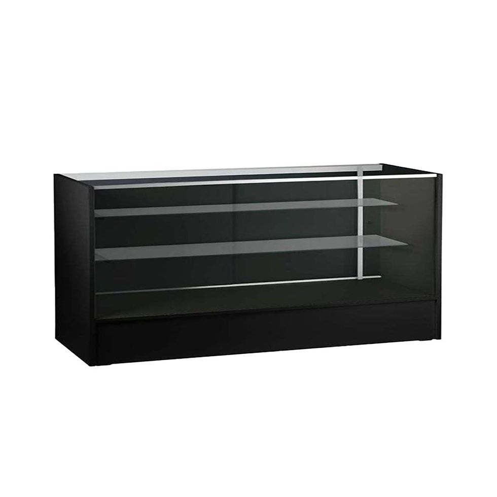 Black retail display counter measuring 180 x 50 x 90 cm
sleek and sturdy shopfitting fixture designed for showcasing products and facilitating customer transactions in stores, boutiques, and commercial environments. Durable black finish enhances modern retail aesthetics, ideal for high-traffic areas and professional merchandising.