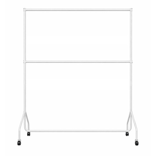 Discount Shop Rails 6ft White Clothing Rail with Center Bars setup | Prime Shopfittings