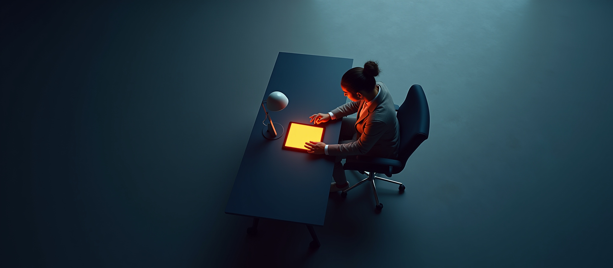 Young woman using tablet on a desk