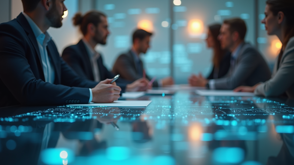 Close-up view of a business meeting discussing AI integration plans