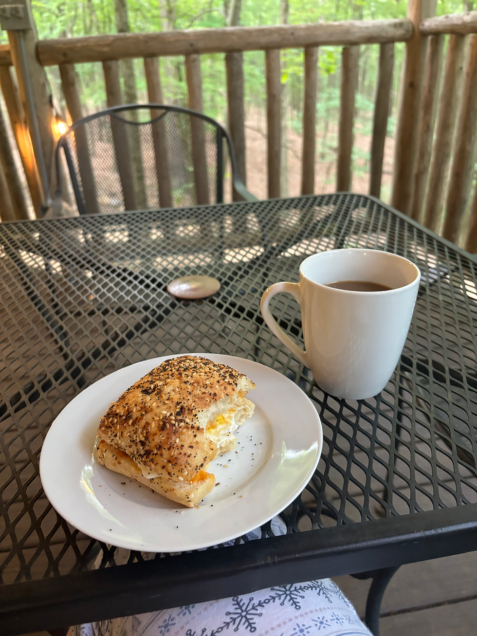 Breakfast on the porch of the Wildwood Tent
