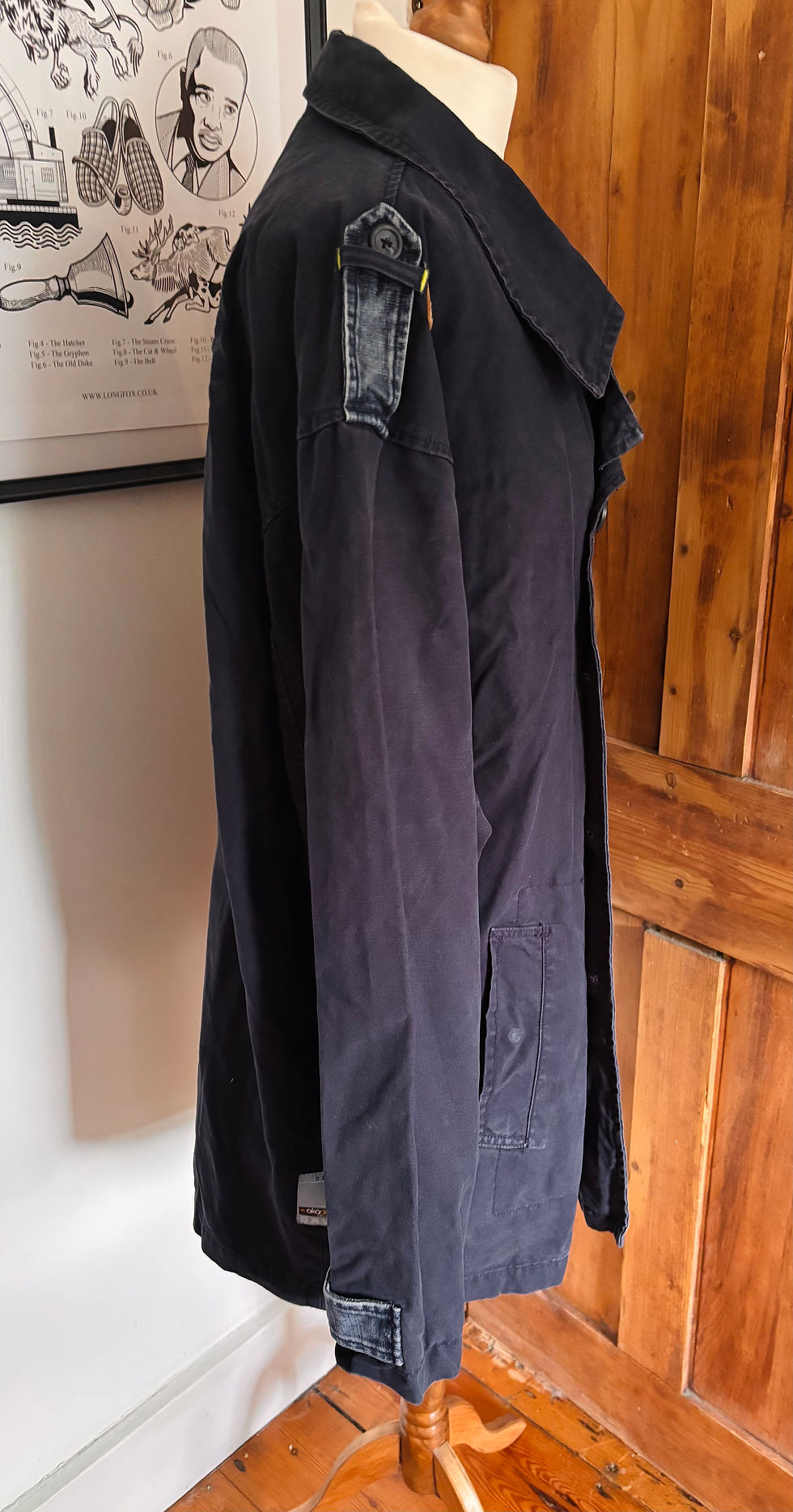 Thumbnail: Rare Vintage Akademiks Military Style Navy Embroidered Jacket - Size XXXl