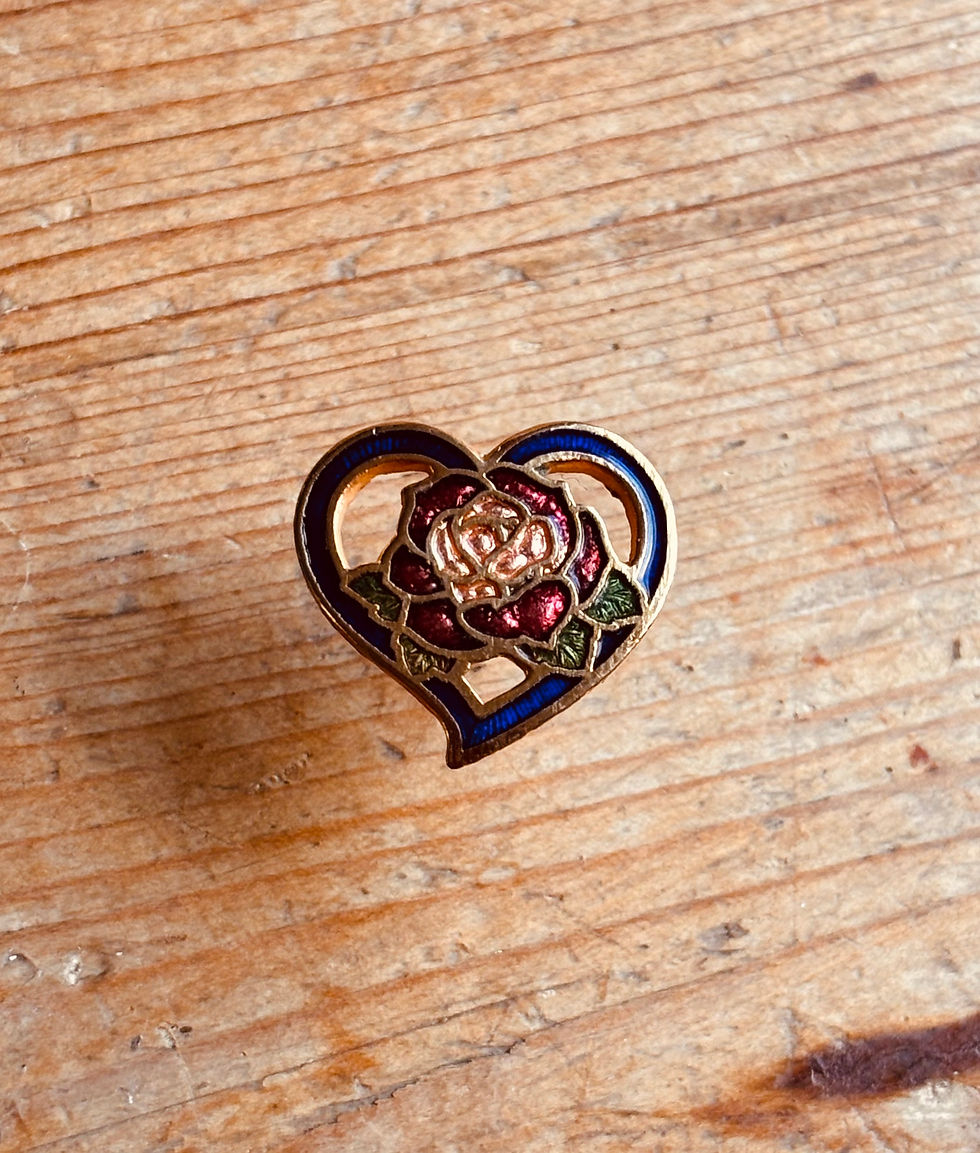 Thumbnail: Vintage Cloisonné Enamel Rose Stud Earring - Single