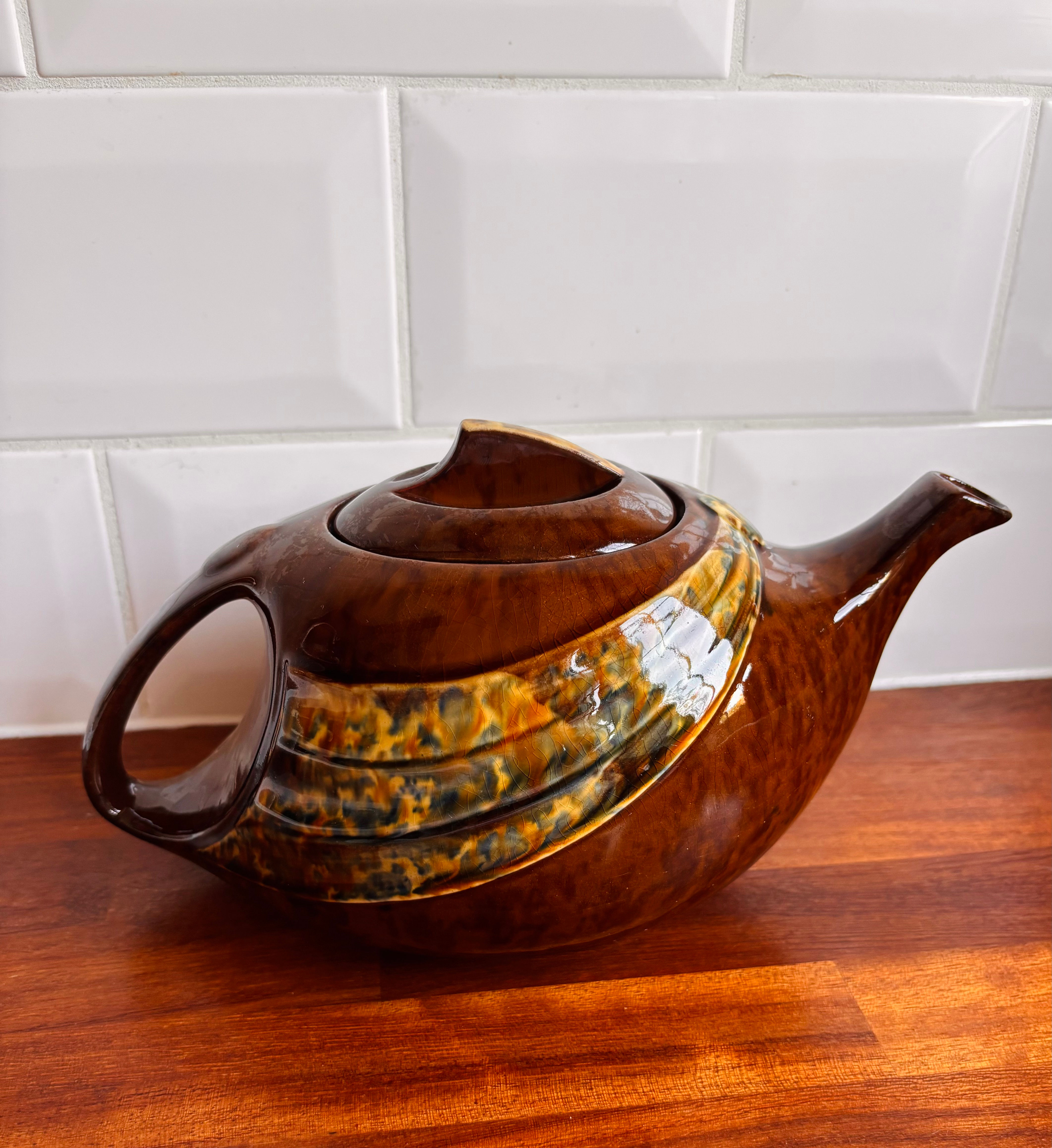 Vintage T-Flo Art Deco Brown Glazed Teapot - No. 24