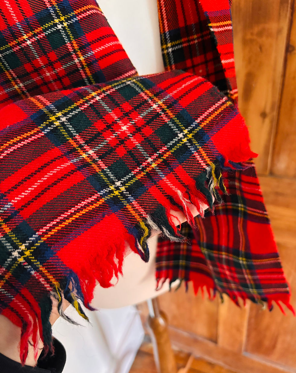 Thumbnail: Vintage Classic Red Tartan Scarf