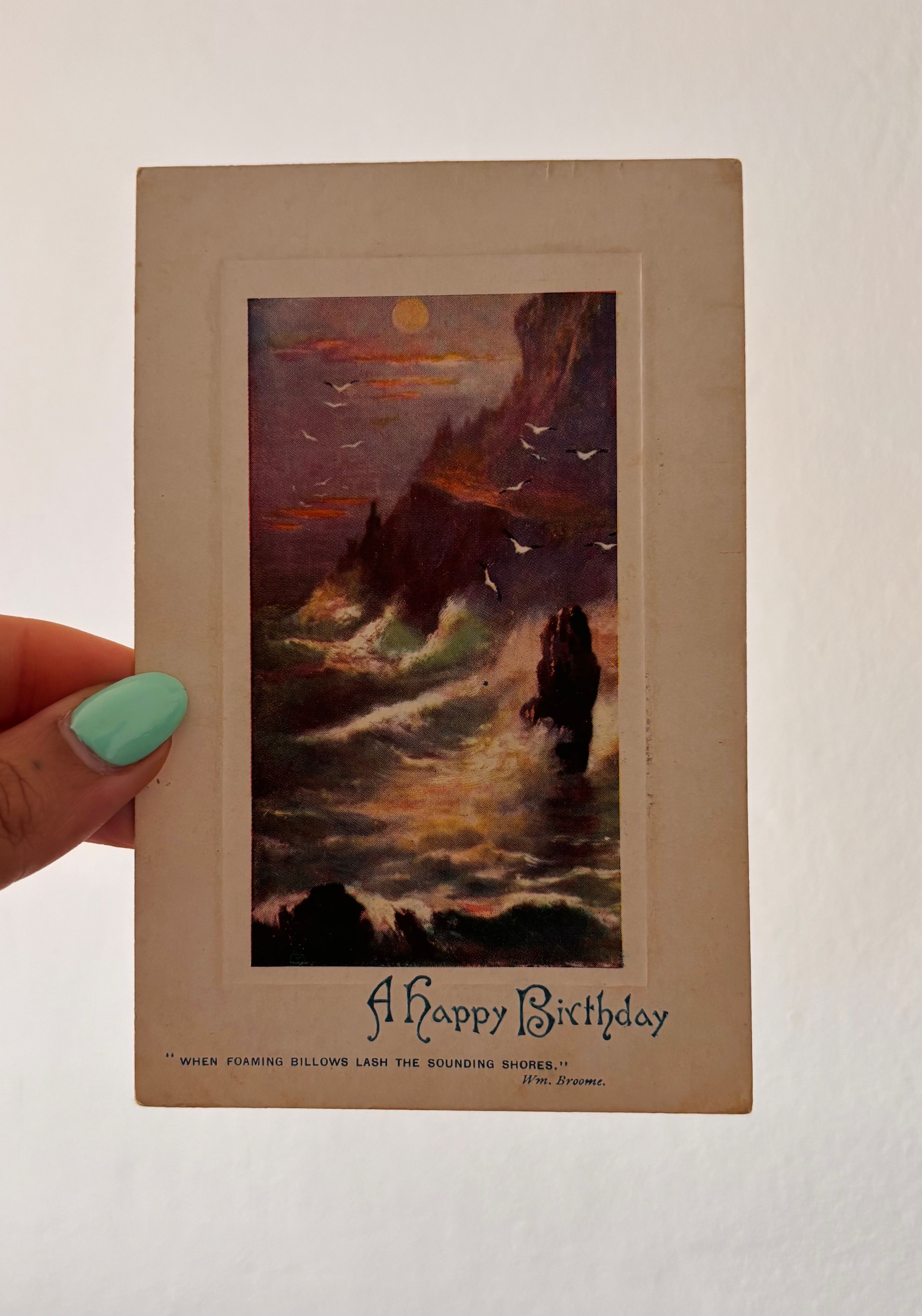 Antique Raphael Tuck & Sons Collectible Postcard - Birthday & Rough Sea