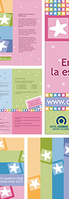 Brochure Club de las Estrellas with website address and stars in pink background. 