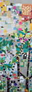 Arbres colorés, texte 'IGG A'. Composition artistique avec des papiers et motifs variés.