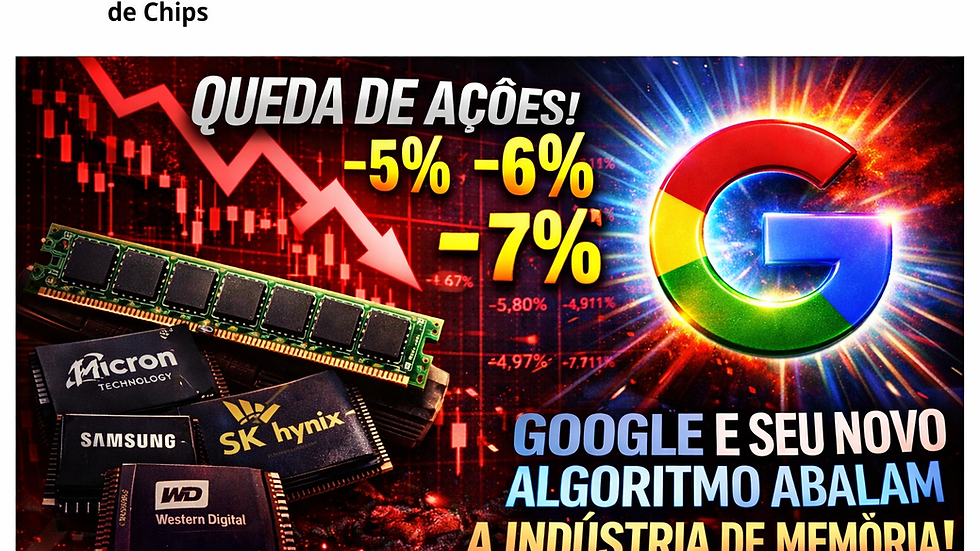 Queda de ações de empresas como Micron, Samsung e SK Hynix após algoritmo de IA do Google reduzir necessidade de memória RAM