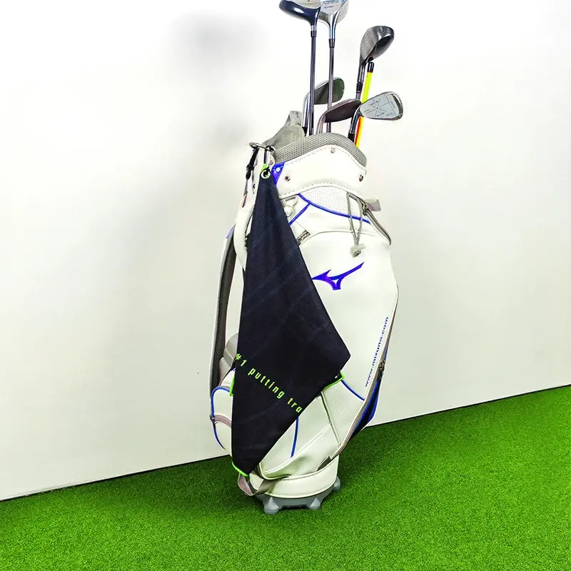 Thumbnail: MELE LINKS Multifunctional Quick Dry Grey Golf Training Aid Putter,Towel Mat