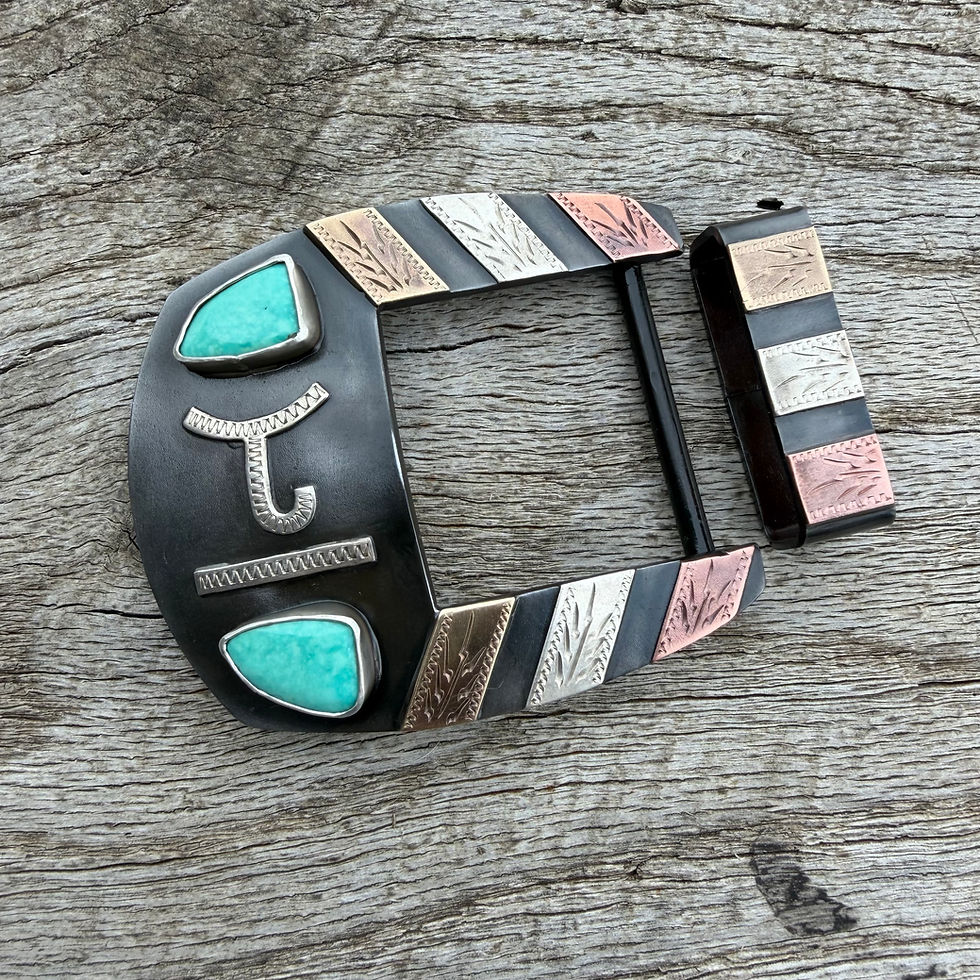 Thumbnail: Turquoise Custom Brand Bar Buckle and Keeper