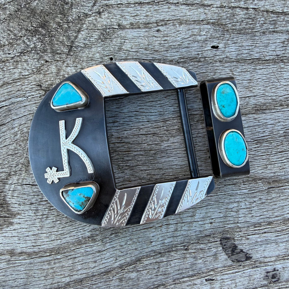 Thumbnail: Turquoise Custom Brand Bar Buckle and Keeper
