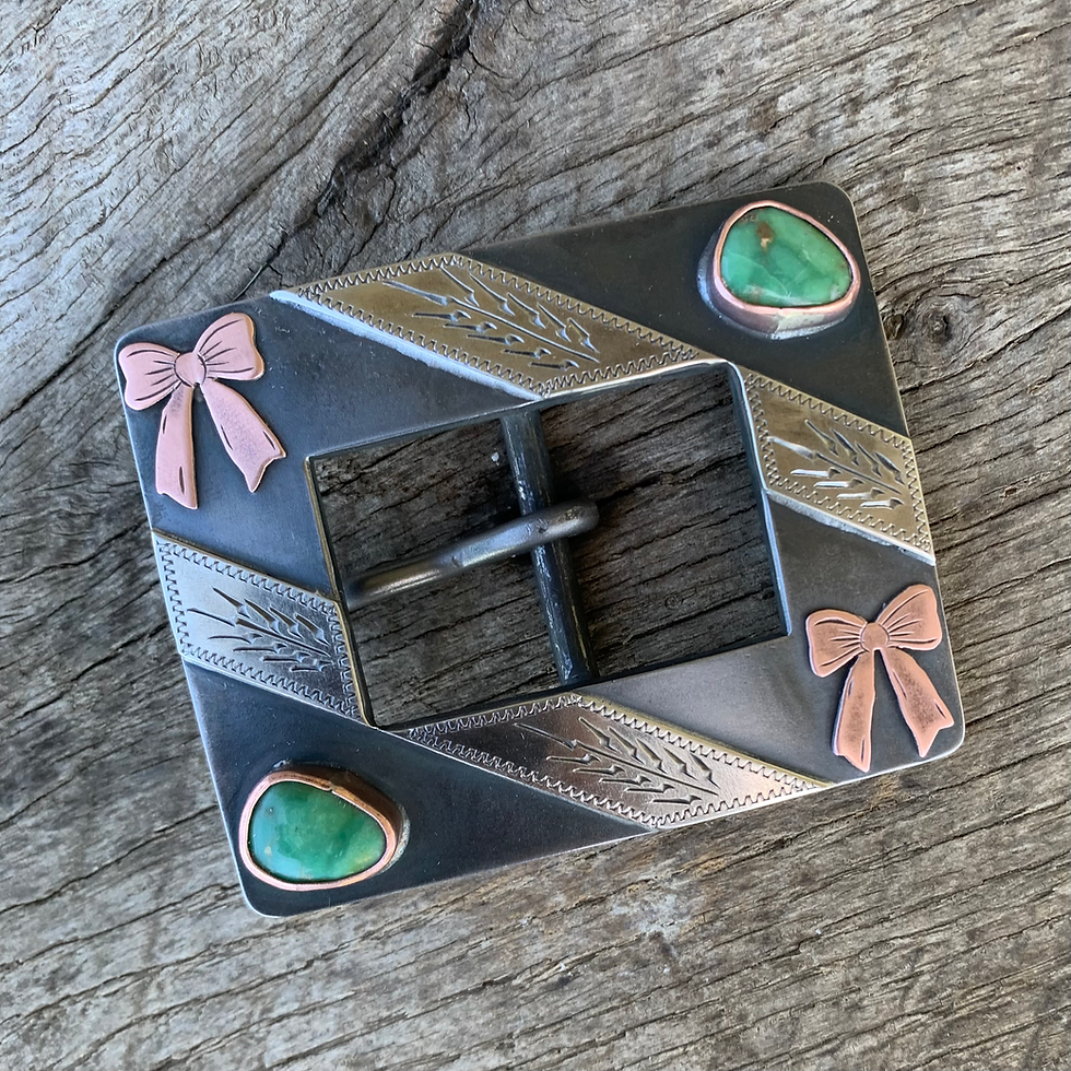 Thumbnail: 1" Custom Turquoise Cart Style Belt Buckle