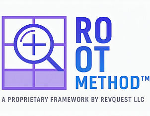 The ROOT Method™ Logo Design purple and blue magnifying glass