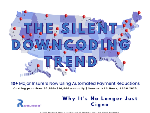U.S. map showing nationwide payer downcoding trend affecting provider reimbursements.