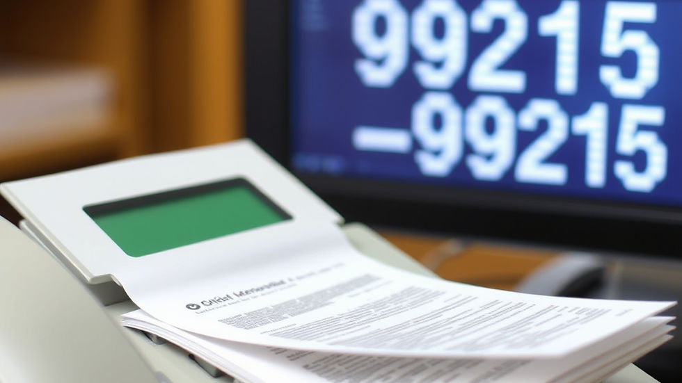 Fax machine printing claim reconsideration forms, highlighting the administrative burden of appeals under Cigna’s R49 policy.