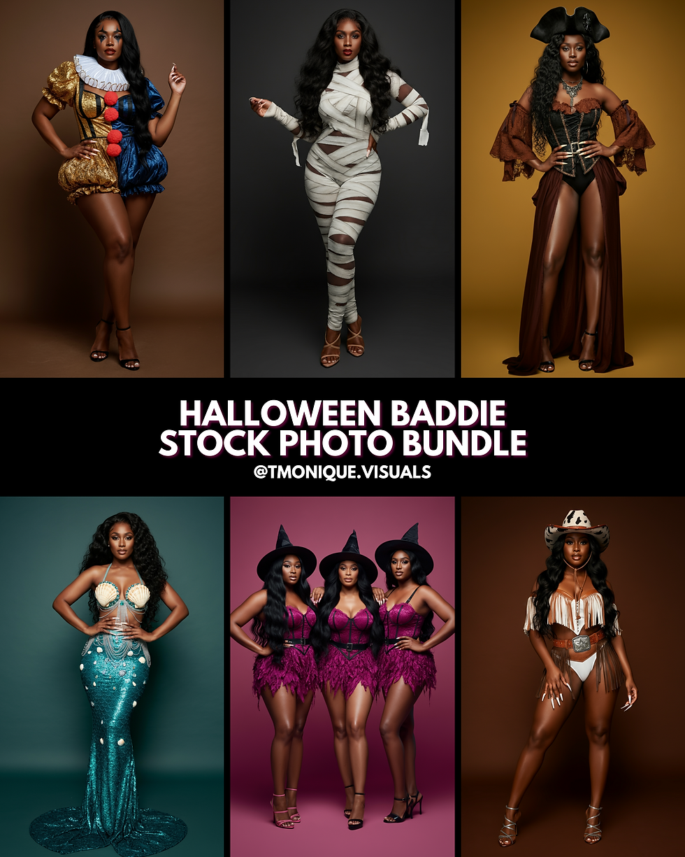 Halloween Glam Stock Photos | African American Model (Digital Download)