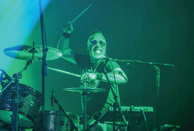 Todd Lange of Appetite for Voltage playing drums 