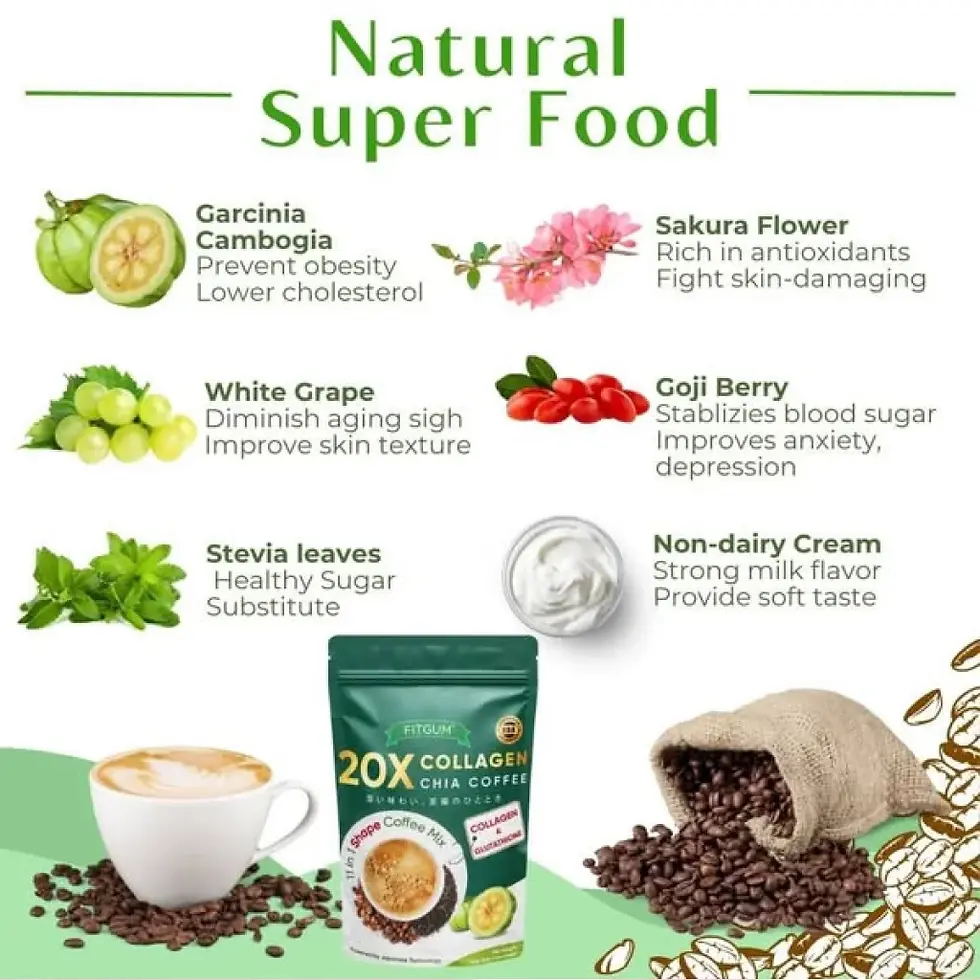 Thumbnail: FITGUM COLLAGEN CHIA COFFEE 120 g (12g x 10 sachet)