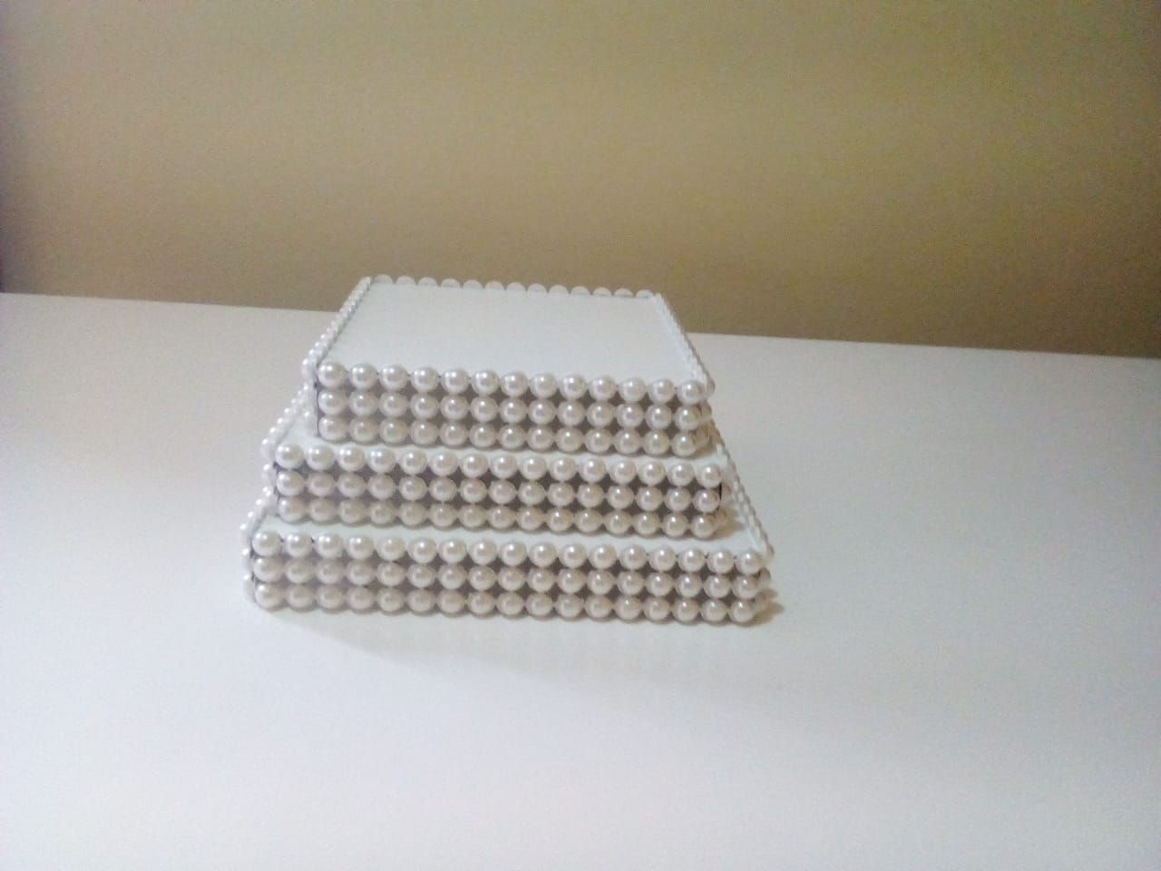 Trio de Bandejas - Branca com perola