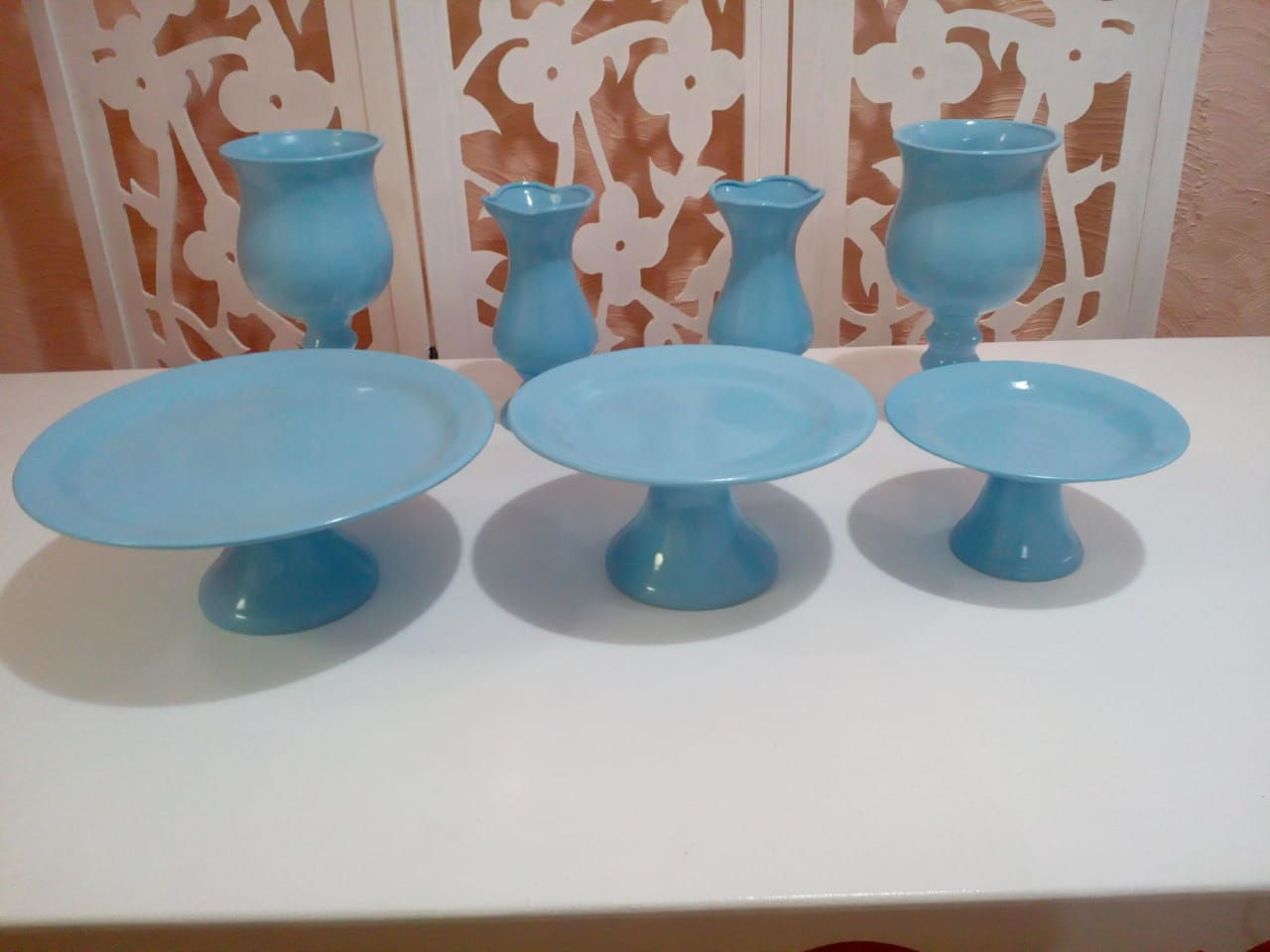 Kit Cerâmica Azul Claro 7 peças