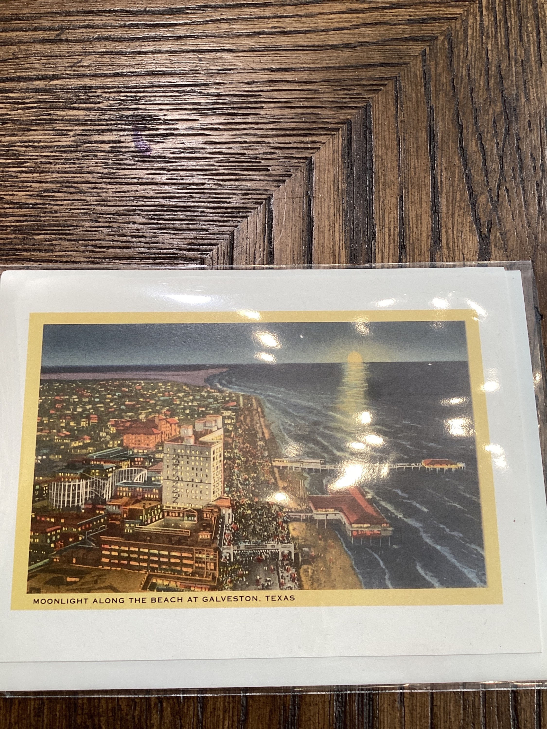 TX-596 Moon over Galveston, Texas - Vintage Image, Postcard