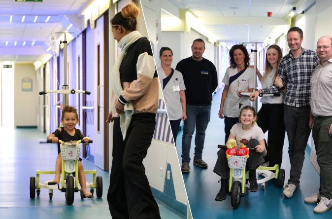 {"nl":"Zieke kindjes in Ziekenhuis Geel crossen voortaan met knalgele 'Infuuts' door de gangen","en":"Sick children at Geel Hospital now zoom through the corridors on bright yellow 'Infuuts'"}