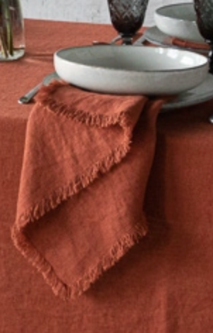 Miniature : Serviette de Table - Lin Frange Terracotta