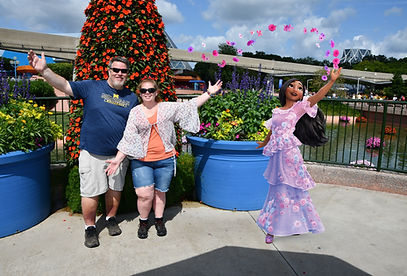 Sheila Smith, Your dinsey travel specialist, at Epcot posing for Disney Magic pictures.